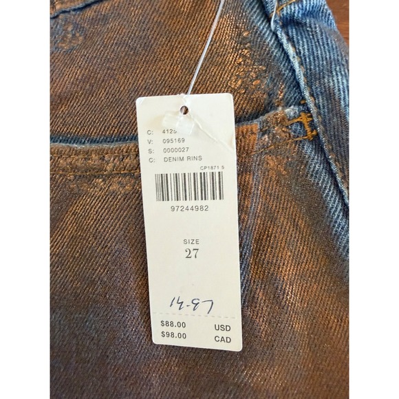 Anthropologie PILCRO Devon Rins Jean Shorts COATED EDITION Sz 27 Metallic Bronze - Picture 7 of 14